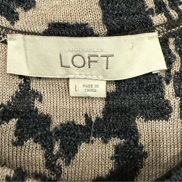 LOFT Black and Tan Floral Long Sleeve Dress Wool Blend Size Large Fall Winter - Picture 3 of 8